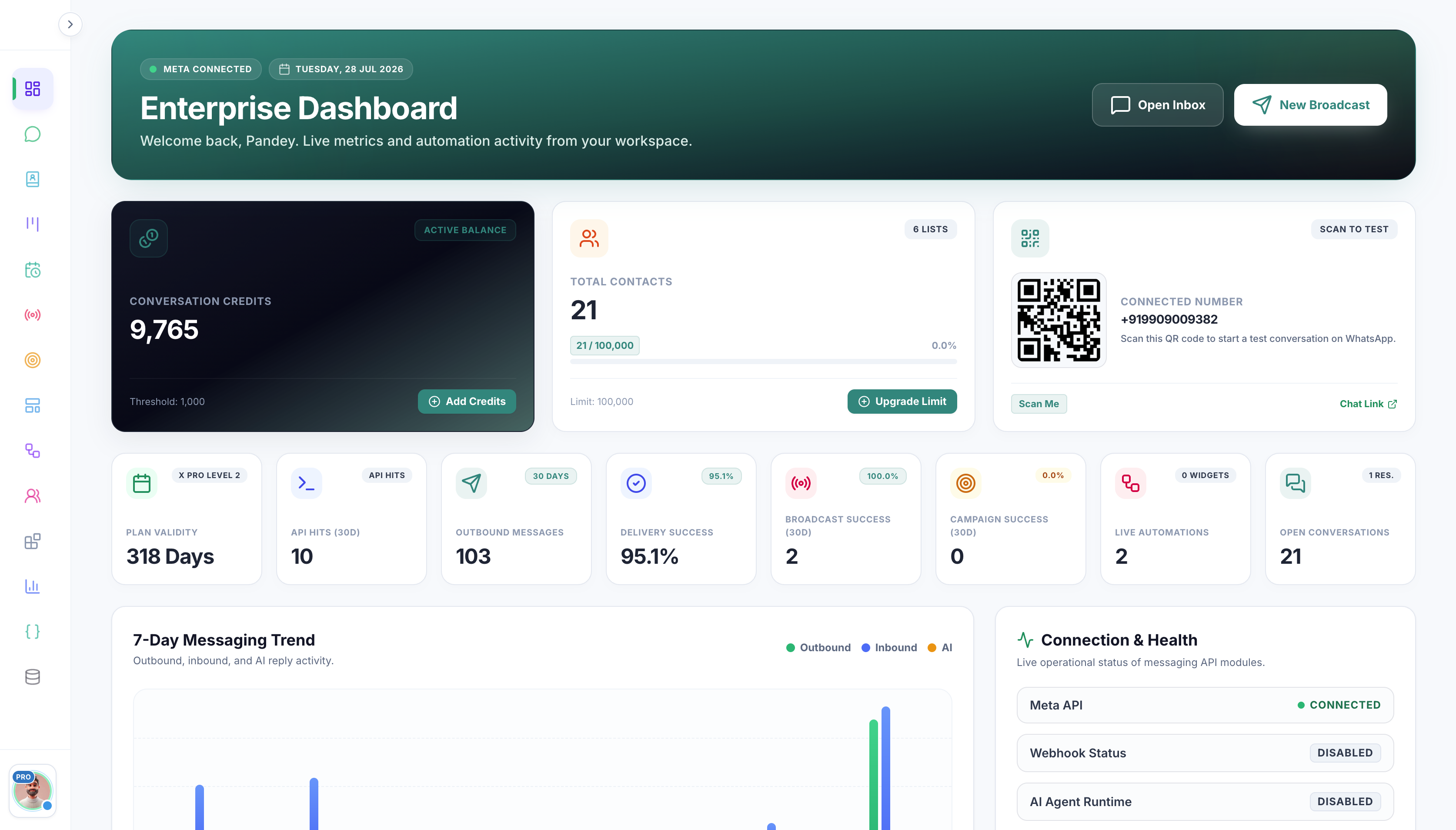 MSGX WhatsApp Business API platform preview